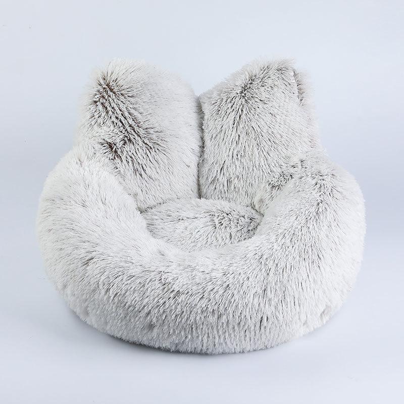 

Гнездо для длинношерстного питомца зимой, теплое, в форме милой кошки, плюшевая спящая кошка, будка для собак, спинка для питомца, противоскользящая кровать для собак 40cm