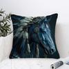 1Pc Of Short Plush Decorative Pillow Cover Featuring An Apache War Horse Design In Blue, With Single-Sided Printing. It Measures