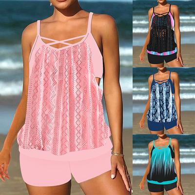 New Women Sexy Two-piece Tankini Swimwear Printing High Waist Bikini Set 2025 Summer Swimsuit Beachwear Swimdress