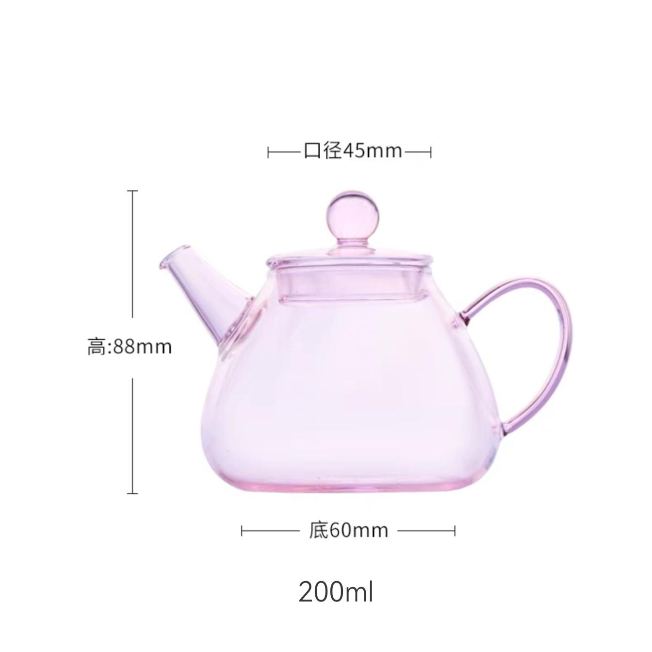 

Чайник для заваривания чая One Person Pink 200ml Small Glass Teaware, термостойкий, для зеленого чая, цветочный чайник, набор для приготовления чая Kungfu розовый