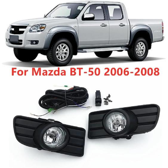 Fog Lights Compatible For Mazda BT-50 BT50 UN Series I 2006-2008 Front Bumper Spot Lamps With Wiring Kit Set Assembly Pair Black Cover