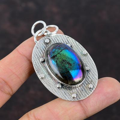 Ciondolo in labradorite Mystic Fire, ciondolo in argento sterling 925, fatto a mano, gioielli straordinari, ciondolo con pietra preziosa autentica, gioielli in argento, regalo per la mamma