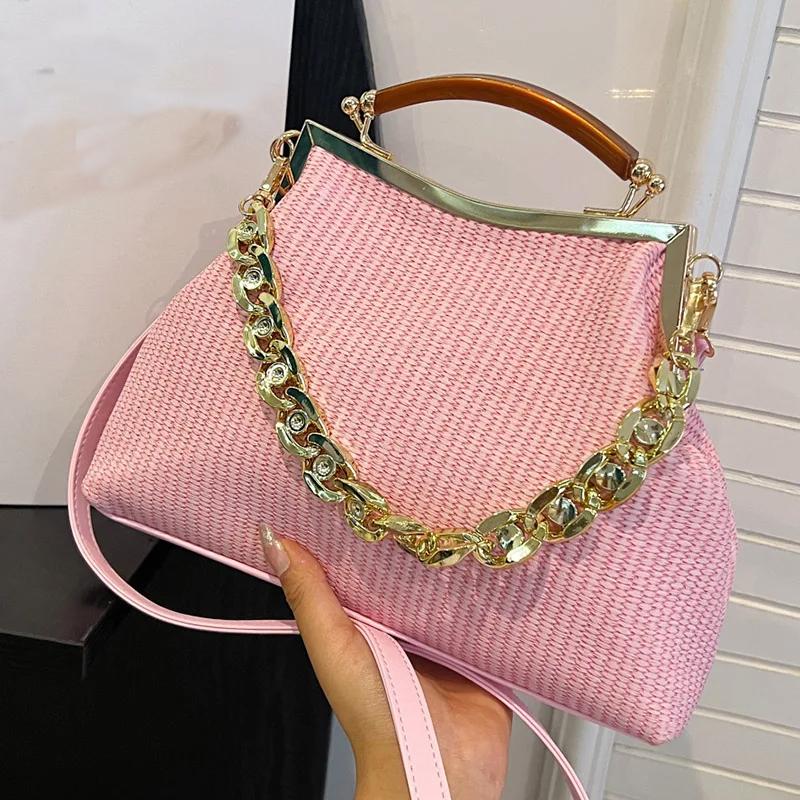 

Дизайнерские сумки-кошельки с зажимом в виде ракушки, сумки на цепочке, сумка на плечо, роскошный вечерний клатч, ярко-розовая сумка и кошелек, шикарные сумки-бродяги розовый