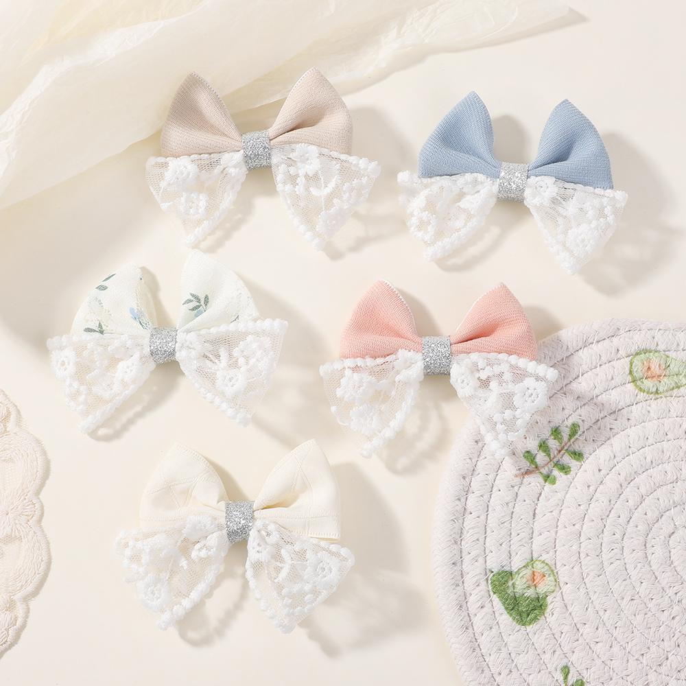 2pcs New Lace Kids Bow Hair Clip for Women Sweet Creative Bangs Clip Cute Side Hairpin BB Clip Girl Hair Accessories Gifts