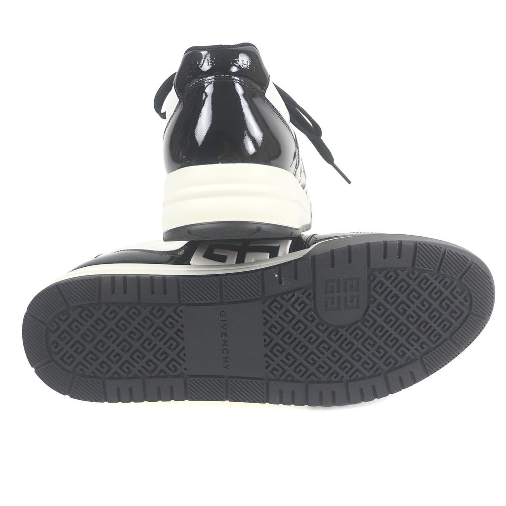 Excellent GIVENCHY Low cut sneakers 4G logo Black White Patent leather mens 44 Used