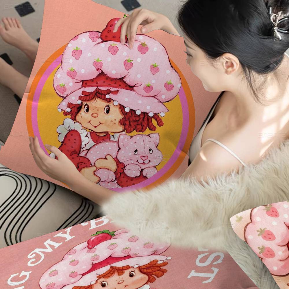 Cartoon Strawberry Shortcake Cushion Cover Pillowcase Upholstery Sofa Throw Pillow Home Decor Pillowcas