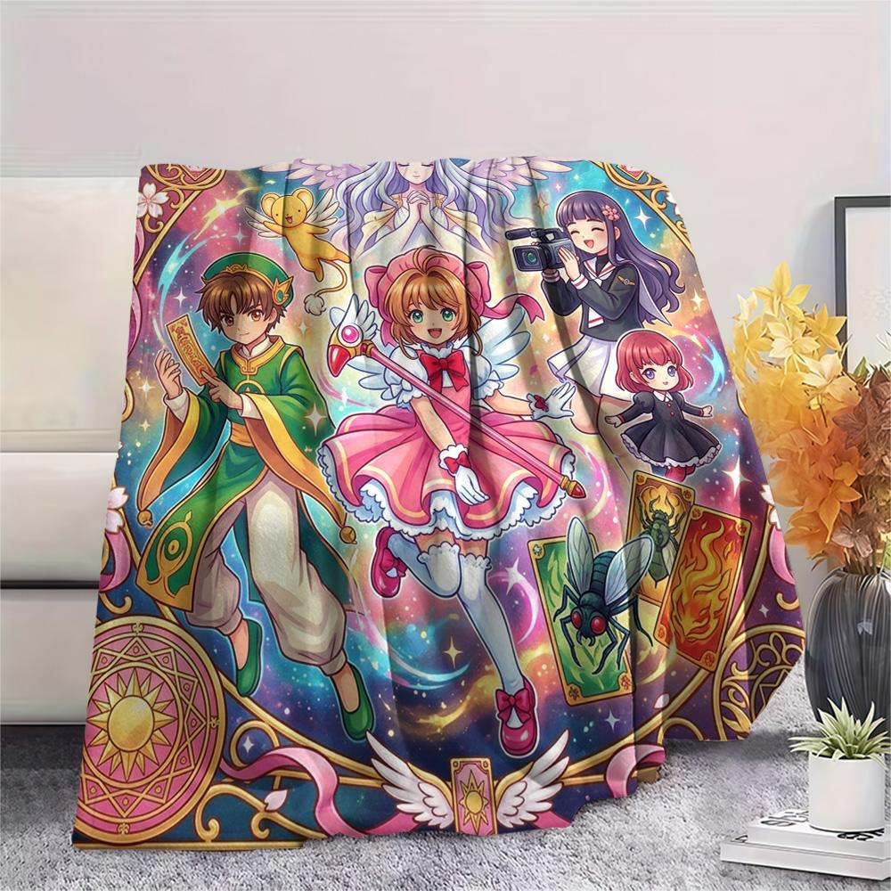 Cardcaptor Sakura Print Flannel Blanket, Ultra Soft High Quality All Seasons Warm Throw, Home Decor Cozy Blanket, Perfect Christmas Gift