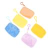 Cute Candy Color Plush Coin Purse Women Minimalist Square Change Pouch Wallet Headphone Bag Key Holder