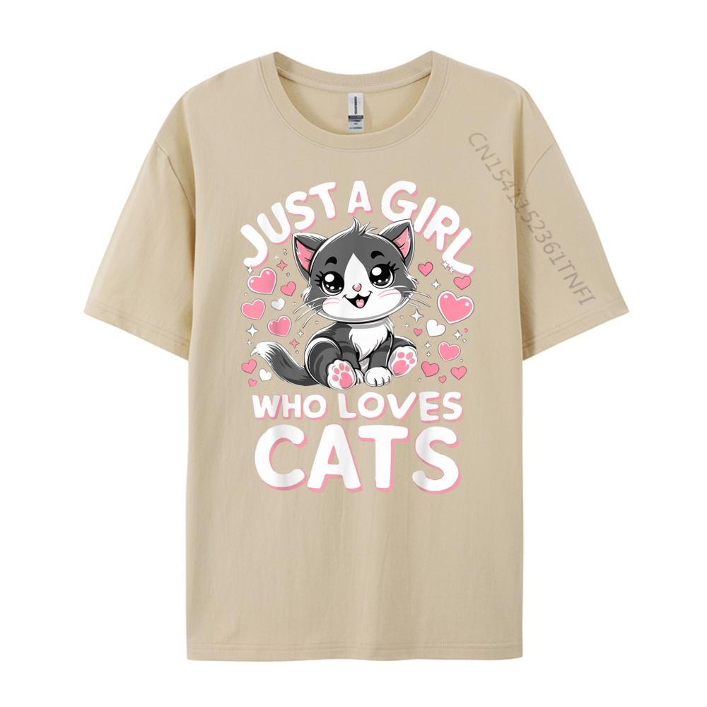 Just A Girl Who Loves Cats Cute Cat Oversized T Shirt Men TShirt