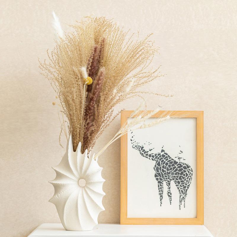 Creative Geometric Water Chestnut Flower Arrangement Simple Ceramic Vase Home Soft Decoration Ornament Crafts