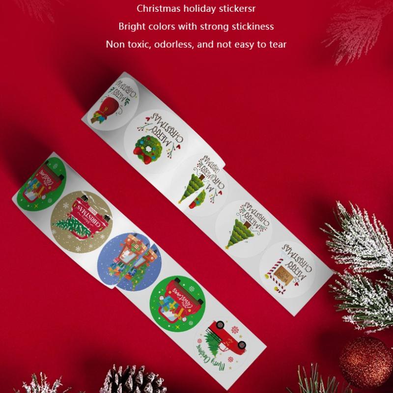 500pcs Merry Christmas Stickers 1 Inch Round Christmas Tags Stickers for Kids Gift Baking Package Envelope Stationery Decor