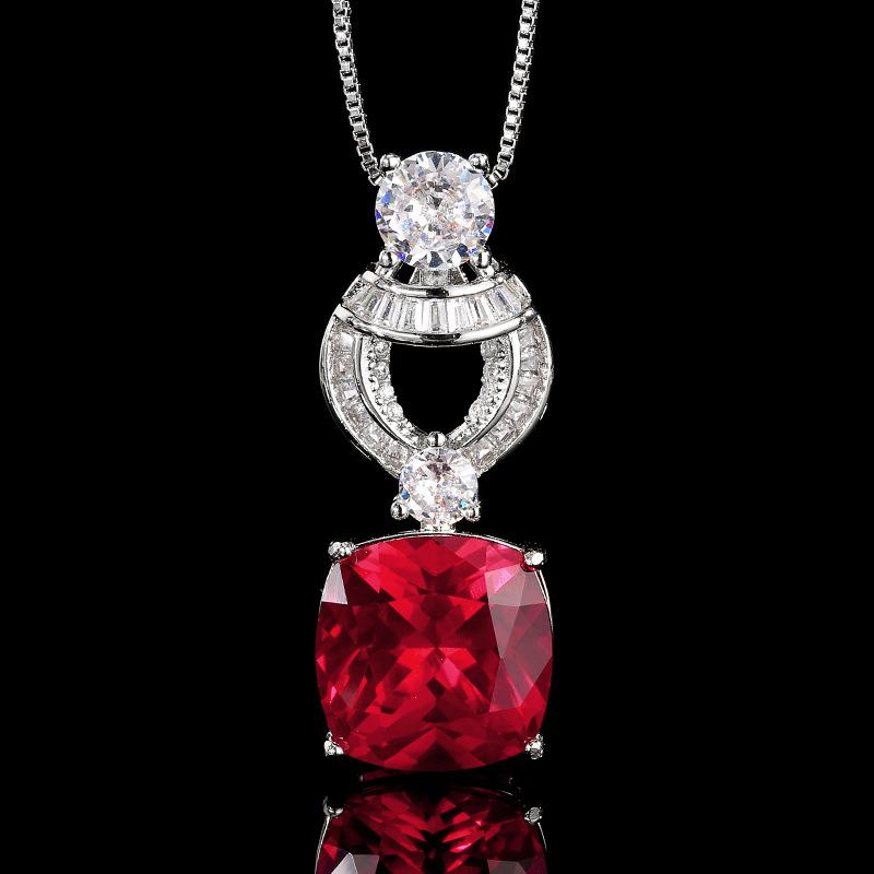 Jewelry Copper Bottom Gold-Plated Simulation Red Corundum Retro Temperament Set Main Stone 12 * 12