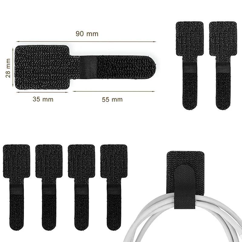 10pcs Reusable Cable Ties Fastening Wire Organizer Cord Rope Holder Self Adhesive Adjustable Cord Organizer Straps Desk Management