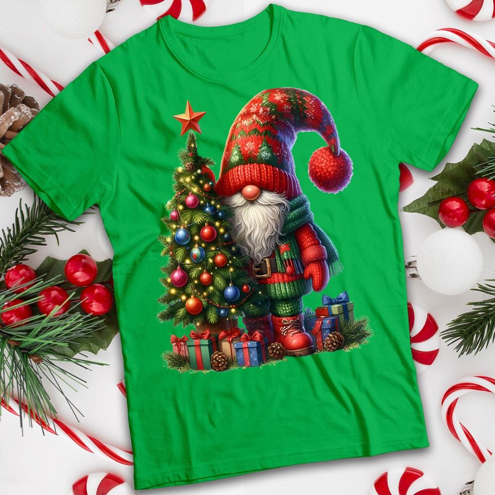 Unisexs and Unisexs Gnome Tree Warm Colors Christmas TShirt Tee MC