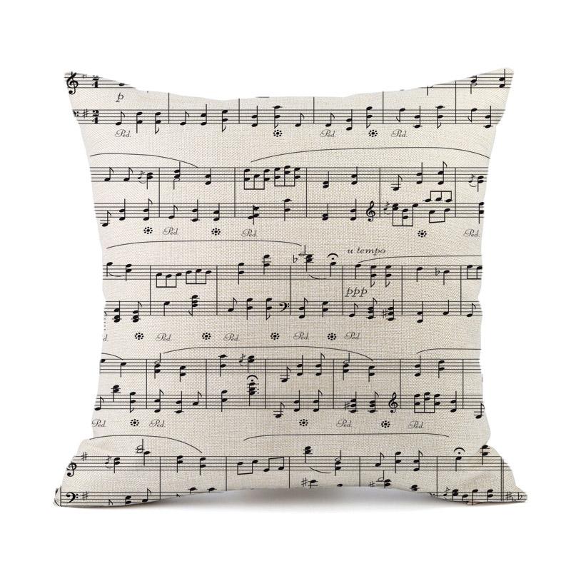 Retro Noten Kussensloop Katoen Linnen Creatief Vintage Muzieknoten Decoratief Kussensloop Piano Kussensloop Voor Bankhoes Zt62