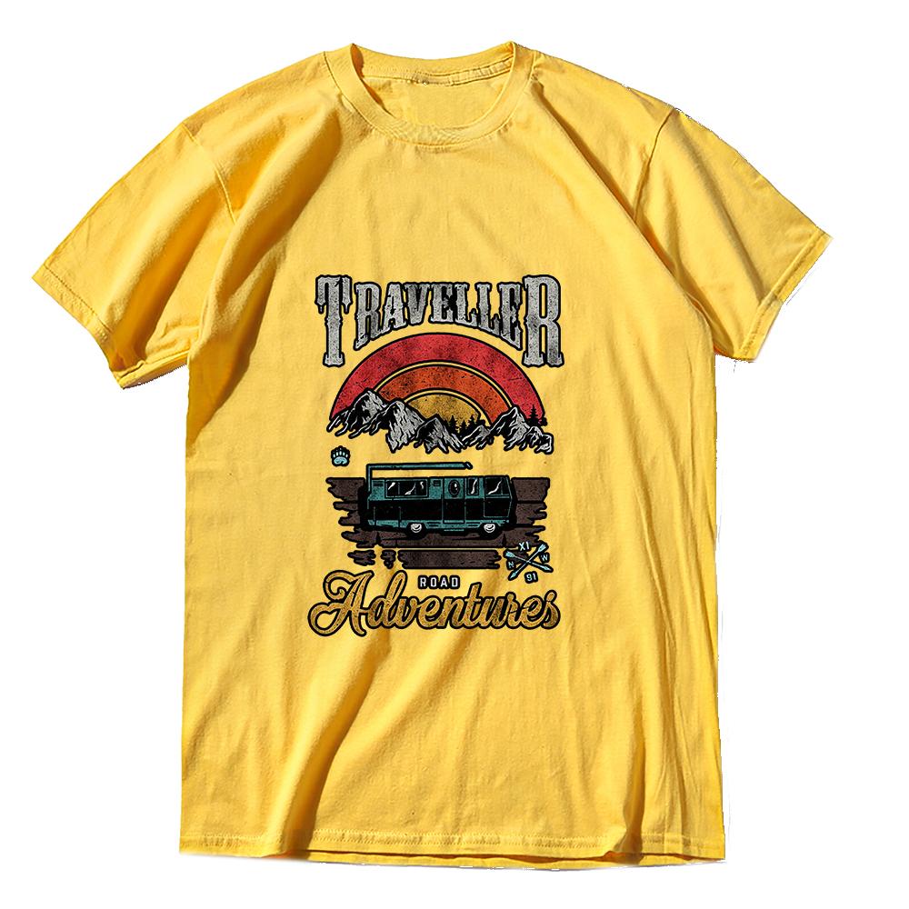 

Coolmind YA007 100% cotton big size cool traveller print men T shirt exclusive graphic loose men tshirt cotton tee shirts man 2XL