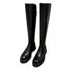 2024 Fall/Winter Women's Real Leather Elastic Knight Boots - Thick-Soled, Small-Sized, Knee-High