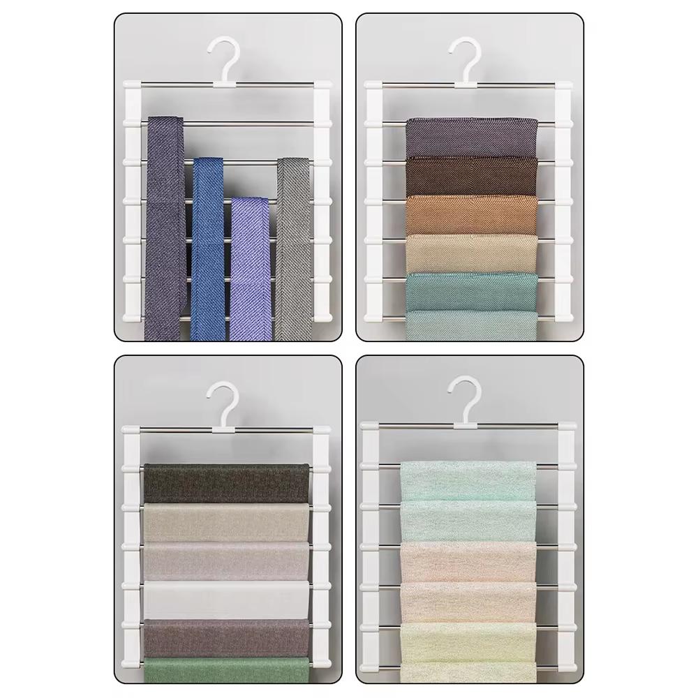 Foldable Pants Hanger Multi Layer Non Slip Clips Space Saving Closet Organizer for Trousers Storage Collapsible Hanging System