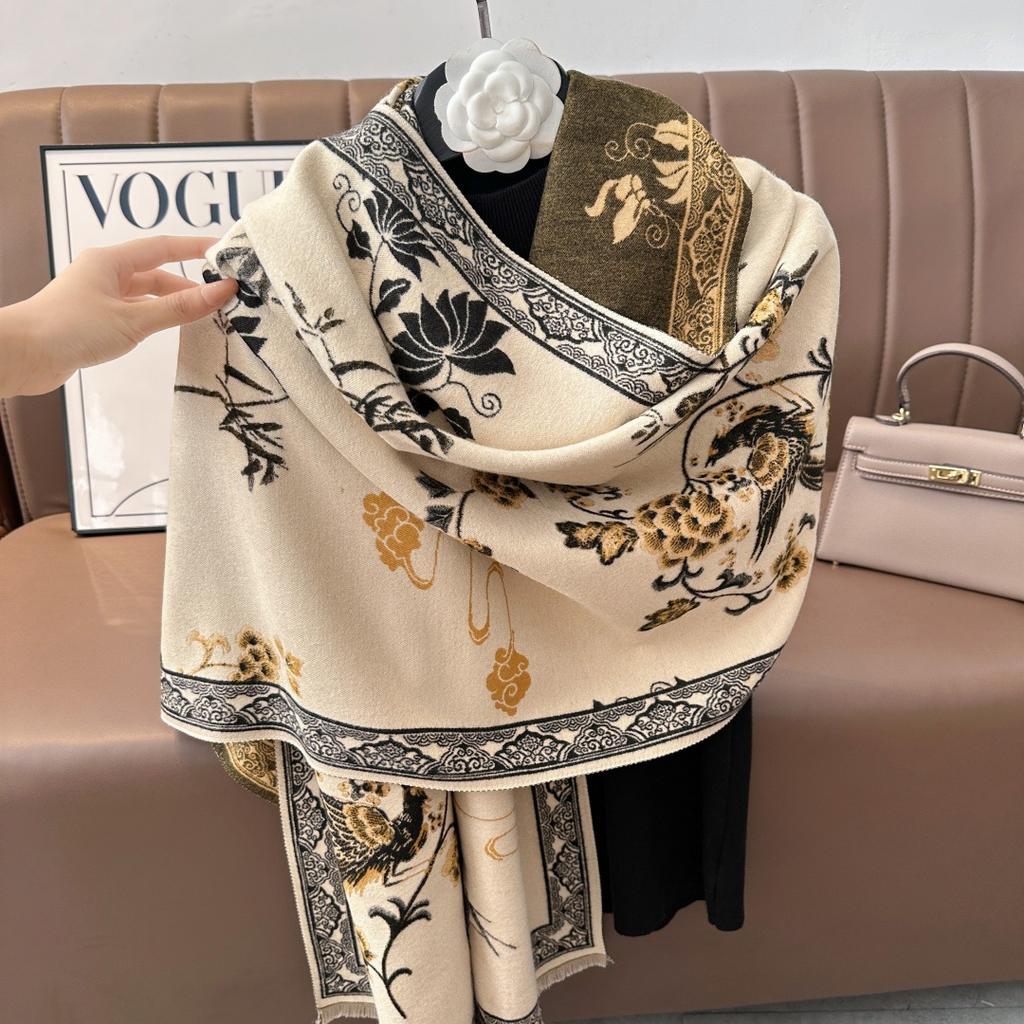 Luxury Winter Cashmere Scarf Women Print Design Warm Pashmina Blanket Poncho Scarves Female Carriage Shawl Thick Foulard Bufanda