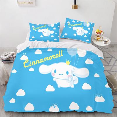 Sanrio Company Cinnamoroll 100% Polyester Anime Bedwäscheset Bettbezug Queen Baumwolle Niedlich Bedruckte Cartoon Steppdeckebezug