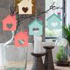 10pcs House Shape Wooden Tag Hanging Heart Wood Cutout Wooden Tags for Christmas Valentine's Day Holiday Wedding