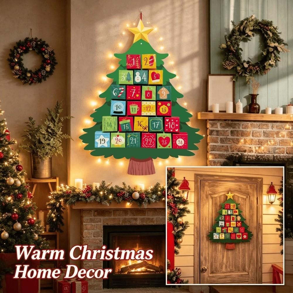 Handmade Christmas Advent Calendar DIY Santa Hanging Advent Calendar Home Wall Decor