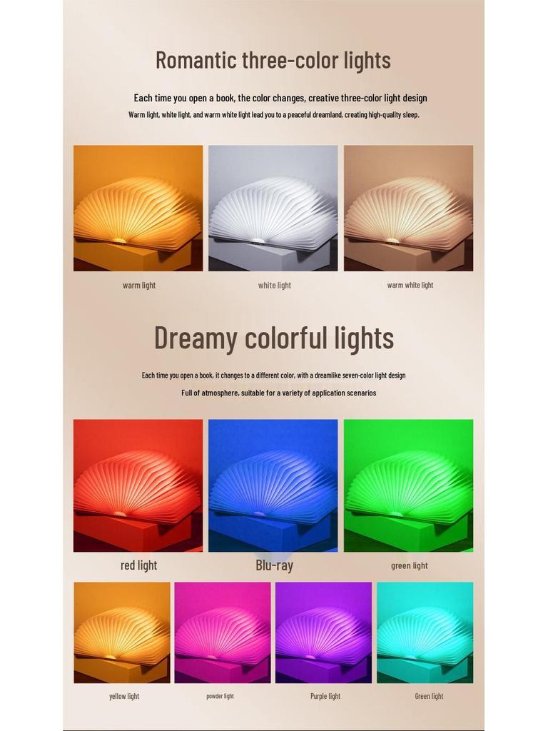 USB-Powered Walnut Book Light with Stepless Dimming and Eye Protection for Bedroom