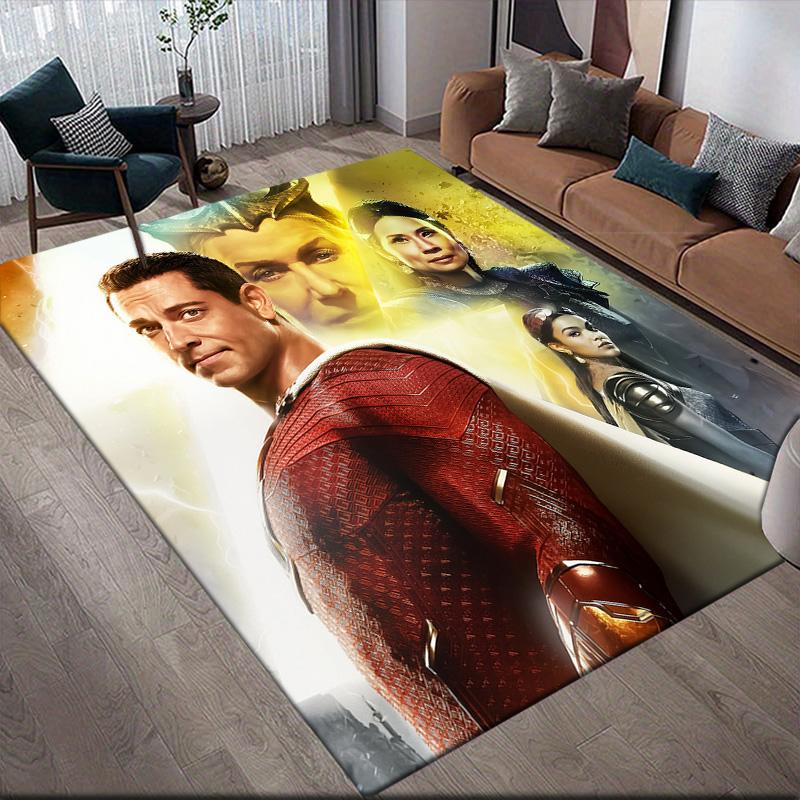 Shazam Anti-Slip Floor Mat, Rectangular Carpet for Home Living Room & Bedroom Decor