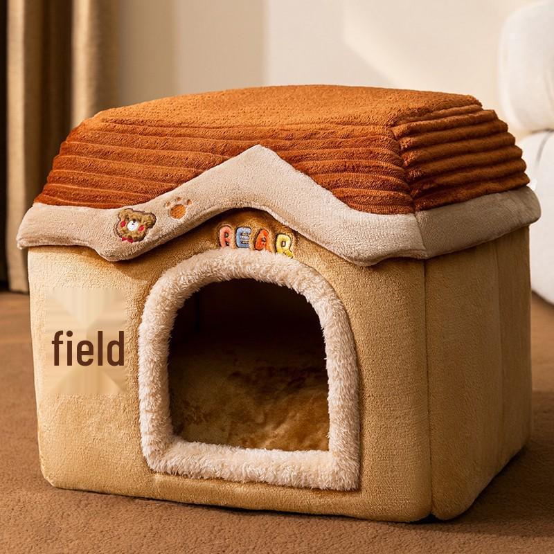 Waschbares Hunde- und Katzenbett - Vier Jahreszeiten, Kleine/Mittlere Rassen, Teddy-Stoff