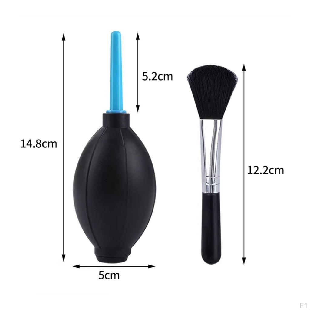 2 Pieces Air Blower and Brush Set MultiFunctional Rubber Duster Pump Soft Bristles Photography