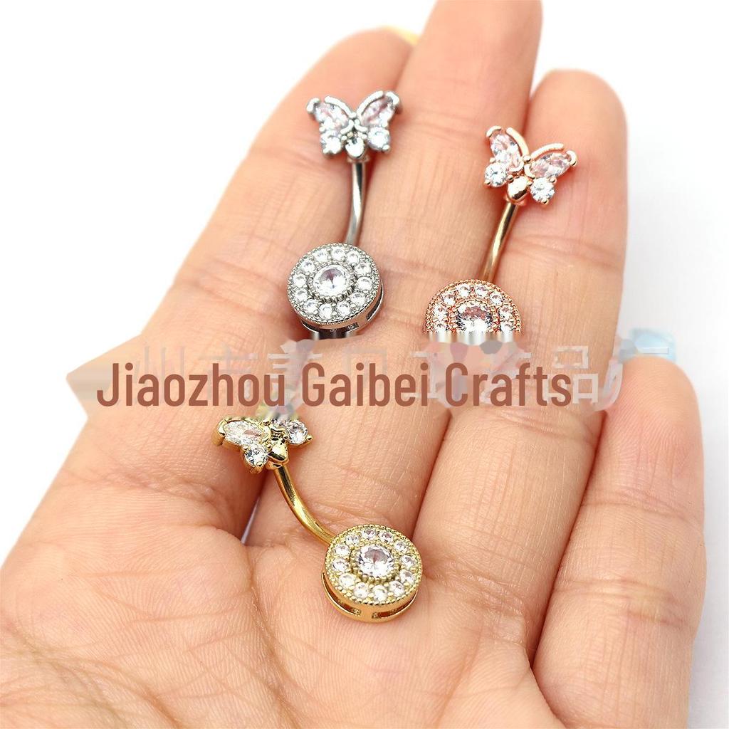 Gaby Kelebek & Yuvarlak Zirkon Göbek Piercingi Takı