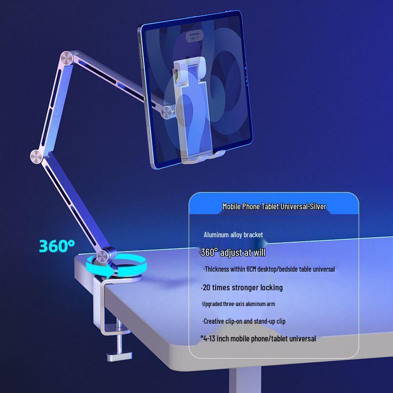 Aluminum Alloy Rotatable Tablet Stand with Mechanical Arm - Universal Desktop Support