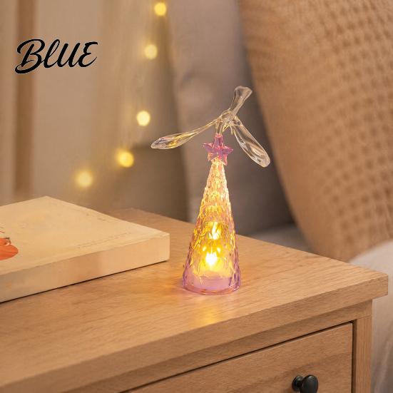 Cone Small for Tabletop LED Glowing Decor Holiday Home Decoration Faux Crystal Christmas Tree Lights Mini Light with Flying Bird & Star Souvenirs