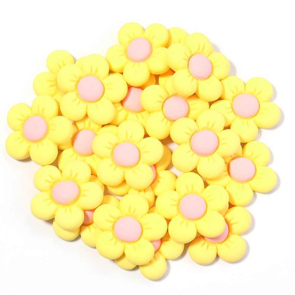 20pcs Flatback Resin Flowers Colorful Cute Flower Cabochon Scrapbooking For Home Decor DIY Crafts Clothing Hairpin Accessories