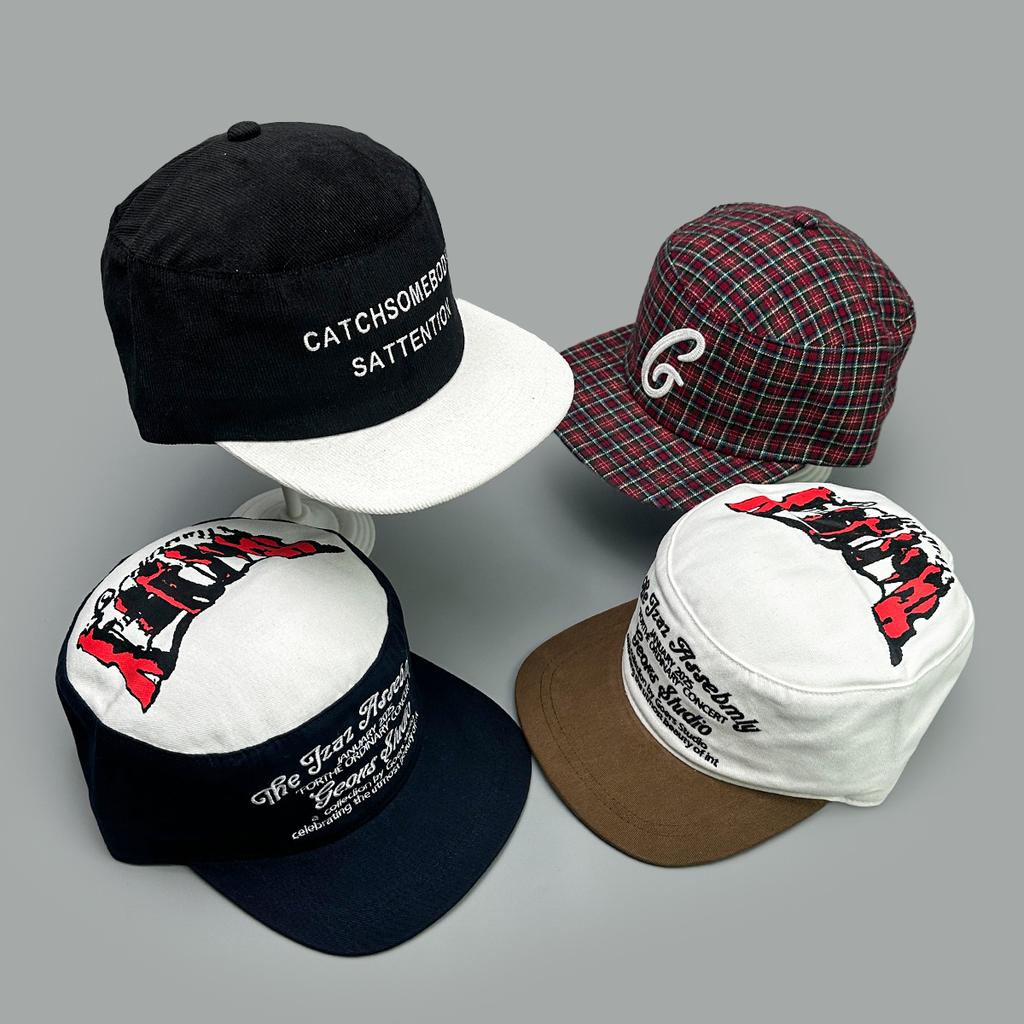 Spring And Autumn Color Matching Plaid Letter Embroidery Baseball Cap Men And Women Flat Top Hip Hop Retro Flat Brim Cap