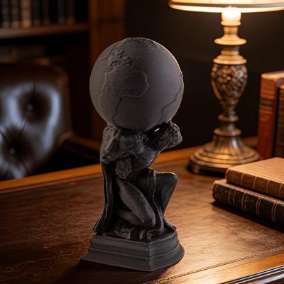 3D Printed Sculpture Figurine Matte Black 3D Printed Statue with Frosted Texture Symbolizing