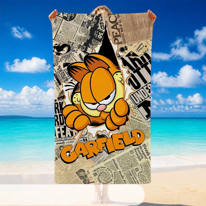 Quick Dry Beach Towel Garfield Pattern, Lightweight Absorbent Towel for Pool Beach Vacation Use