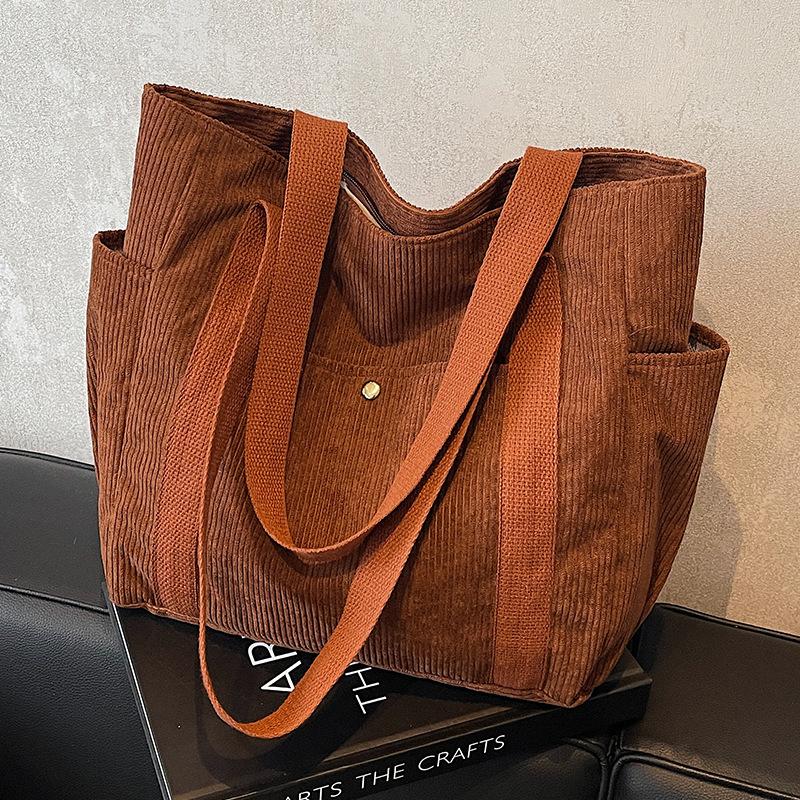 Large Capacity Corduroy Fashion Handbag Season Versatile Shoulder Underarm Bag Tote Bag