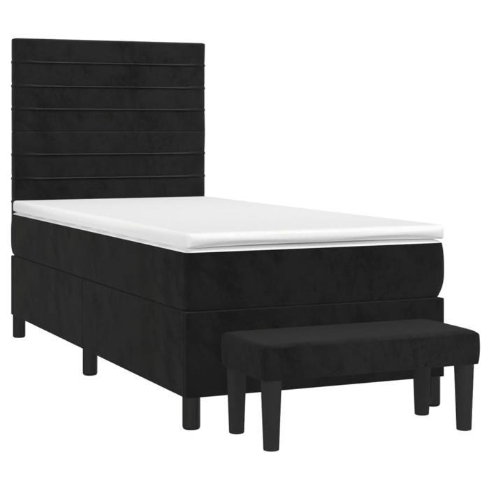 Maison Exclusive - Sommier à lattes de lit avec matelas Noir 90x190 cm Velours