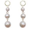 Fashion White Imitation Pearl Long Dangle Earrings For Women Golden Color Metal Hoop Earrings Wedding Party Elegant Jewelry Gift
