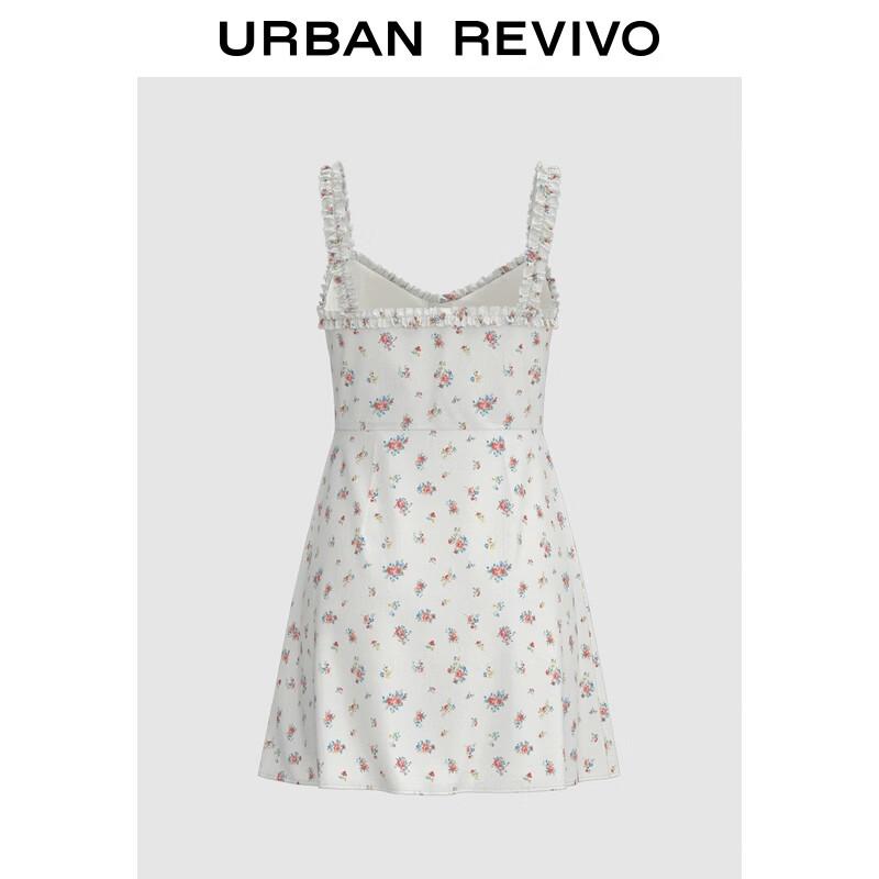 

UR 2025 Осеннее женское мини-платье с цветочным принтом и оборками на бретелях L