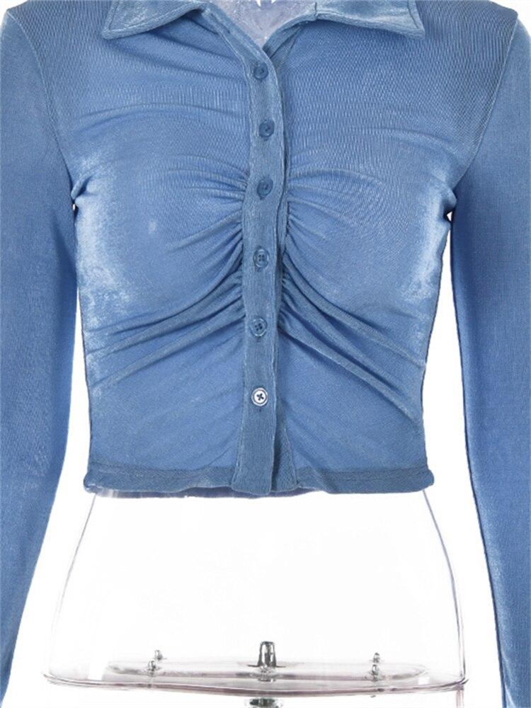 

Кардиган, мікро-сексуальний плісирований однотонний сексуальний жіночий укорочений топ із V-подібним вирізом, модна футболка з оголеною довжиною, однобортне сексуальне поло S фіолетовий