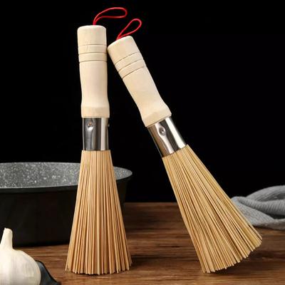 Natural Bamboo Pot Brush Long Handle Wok Cleaning Brush Dish Brush Kitchen Tool Supplies For Home Restaurant
