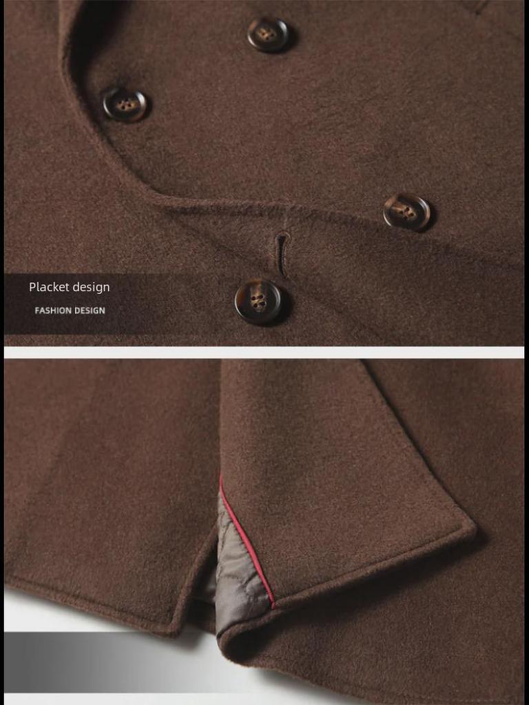 Pánský 2024 dvouřadý prošívaný vlněný větrovka - podzimní/zimní dlouhý business kabát