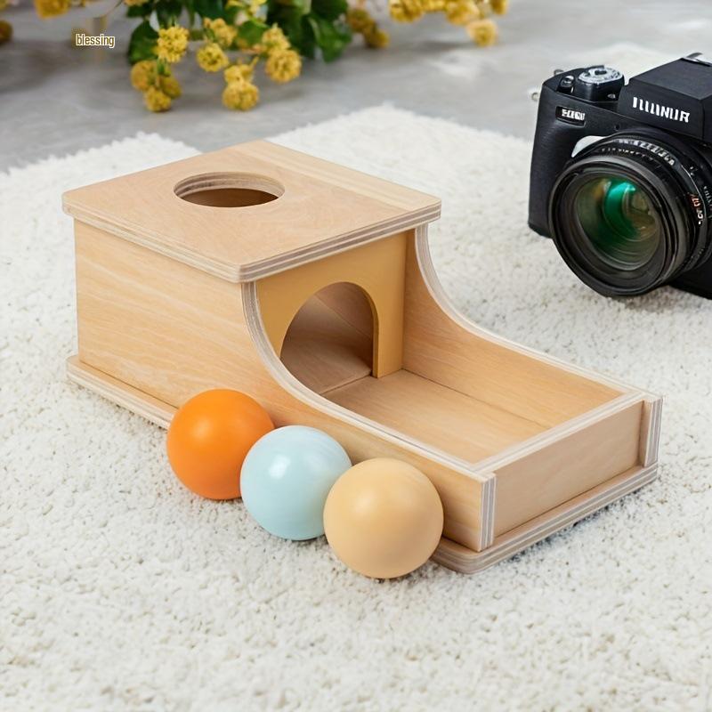 Montessori Holzspielzeug: Frühe Bildung Entwicklungsbox mit runder Schublade für Kinder