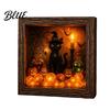 Gothic Shadow Box Night Light DIY Lighted Halloween Ghost Kit Wooden Frame LED Warm Light 3D Picture Craft Kit Memory with Crystal Glass Panel,