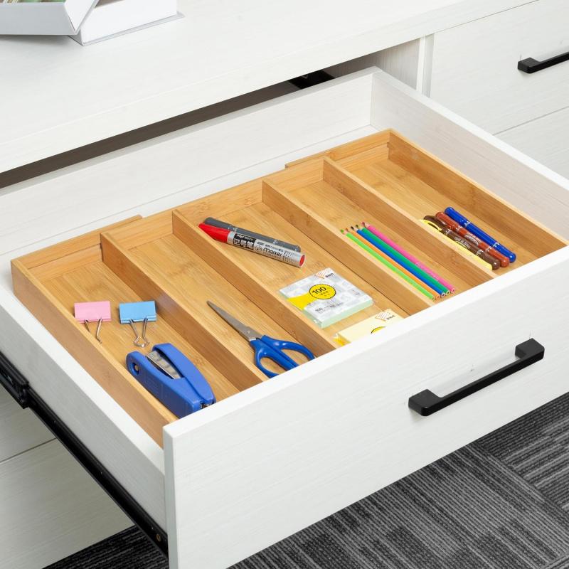 Expandable Bamboo Kitchen Drawer Organizer,Adjustable Cutlery Holder and Cutlery Tray Organizer,Drawer divider for silverware,Ta