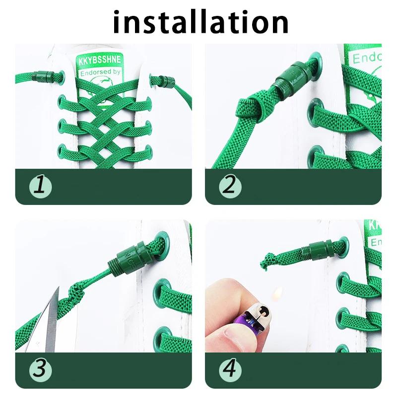 2Pair New Colorful Capsule Lock Shoelaces Without Ties Elastic Laces Sneakers No Tie Shoe Laces Kids Adult 0.6cm Flat Shoelace