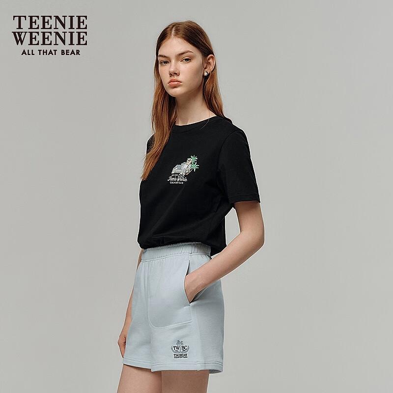 Teenie Weenie Women's Bear & Letter Embroidered Short Sleeve T-Shirt