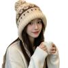 Snowflake Fair Island Autumn and Winter Snow Outdoor Cold Ear Protector Women's Knitted Big Hairball Warm Baotou Lei Feng Hat